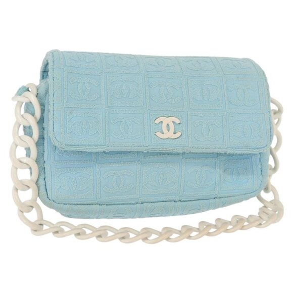 CHANEL Handbags - CHANEL Plastic Chain Shoulder Bag Pile Light Blue Silver CC Auth 158681V
